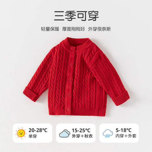 经典扭麻花工艺婴儿拜年服针织加厚宝宝毛衣A类秋冬纯棉婴儿毛衣 商品图2