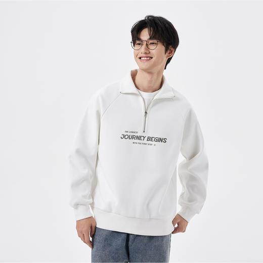 gxgjeans 男装情侣款拉链半开襟卫衣2025秋款日常通勤运动百搭男士套头卫衣K&C 商品图2