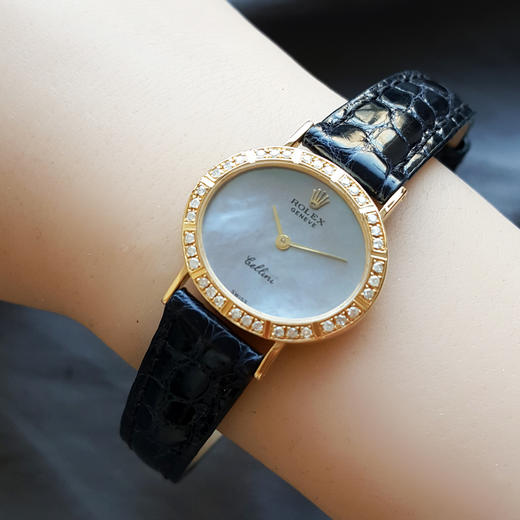 【95新】ROLEX 劳力士4081手动机械机芯25MM（女款）切利尼系列18K黄金；后镶钻石表圈 251225NJS25 商品图7