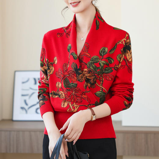 雀说针织衫时尚毛衣新款洋气女装闪钻打底衫ALW8803 商品图3