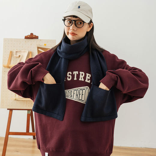 714street秋冬新款原创潮牌口袋插兜围巾纯色简约日系保暖长围脖 商品图1