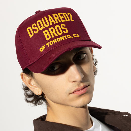 DSQUARED2 男士字母徽标印花棉质棒球帽 红色 BCM0517 05C00001 4066 商品图3