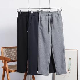 F011202加绒加厚冬季保暖简约基础百搭男士纯色休闲时尚卫裤长裤