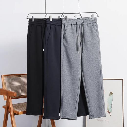 F011202加绒加厚冬季保暖简约基础百搭男士纯色休闲时尚卫裤长裤 商品图0