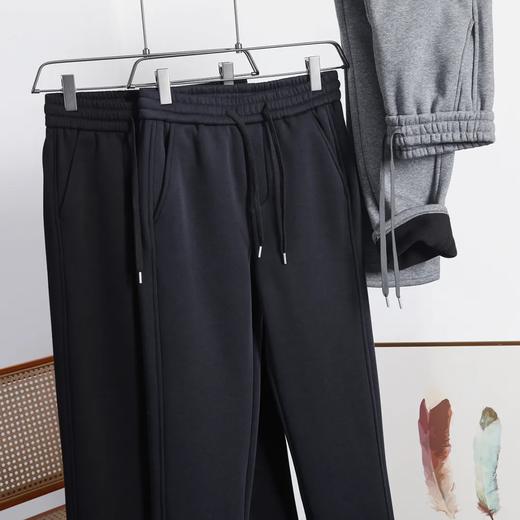 F011202加绒加厚冬季保暖简约基础百搭男士纯色休闲时尚卫裤长裤 商品图3