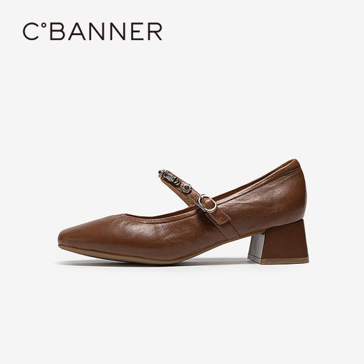 【上新】千百度轻奢羊皮玛丽珍鞋女2026春季新款小香风晚晚法式粗高跟鞋A26189828 商品图2