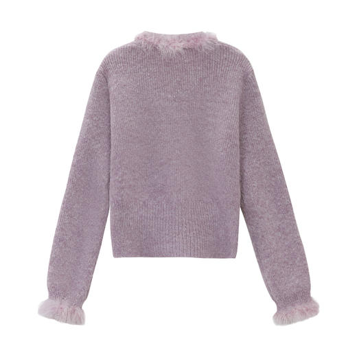 鹿向南「心动邂逅」秋冬气质法式紫色毛衣女温柔高级慵懒针织上衣 商品图4