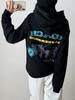 情侣款黑色连帽撞色logo印花长袖卫衣 商品缩略图1