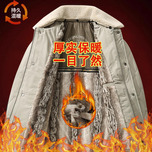 【加绒加厚冬季棉衣】男中年保暖翻领休闲可脱卸毛领棉袄外套 商品图1