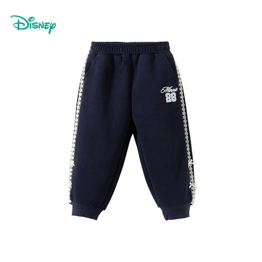 迪士尼 蕾丝花边撞色卫裤春秋新款女童休闲长裤女孩百搭运动裤束脚裤ZD1FK026 商品图11