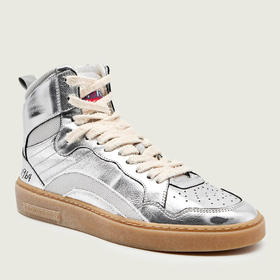 DSQUARED2 男士字母徽标印花高帮鞋 银色 SNM0453 34708522 2137