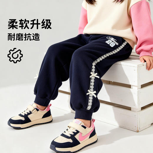 迪士尼 蕾丝花边撞色卫裤春秋新款女童休闲长裤女孩百搭运动裤束脚裤ZD1FK026 商品图3