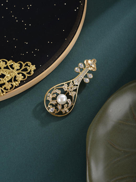 子佩集【琵琶妙韵】珍珠惜王妃胸针【XXXZ238】7.5mm珠镀金2601 商品图2