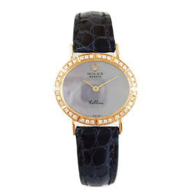 【95新】ROLEX 劳力士4081手动机械机芯25MM（女款）切利尼系列18K黄金；后镶钻石表圈 251225NJS25