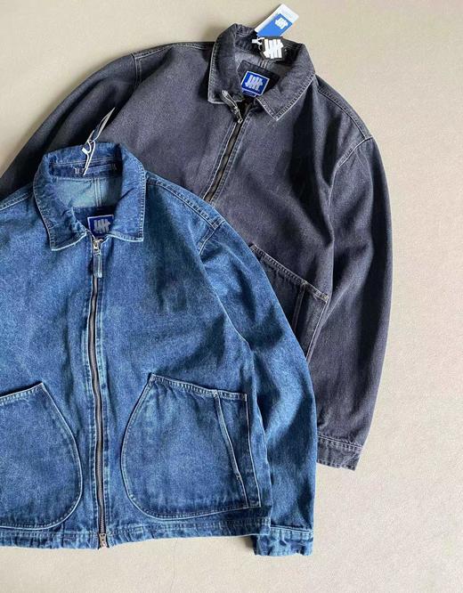 F011274五条杠大Logo宽松水洗做旧工装牛仔外套 商品图1