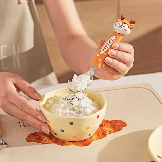 摩登主妇纯钛元宝勺儿童勺子家用汤匙个人专用吃饭调羹宝宝小勺子 商品图3