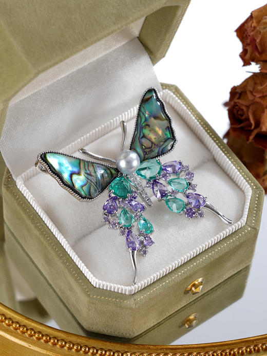 子佩集【碧海灵蝶】珍珠惜王妃胸针【XXXZ232】6mm双色珠螺钿蝴蝶2601 商品图6