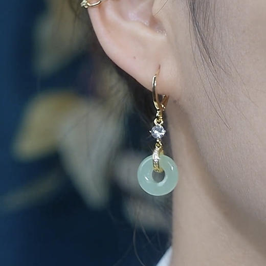 雀说 国风设计高级闪钻平安扣耳环0821 商品图2