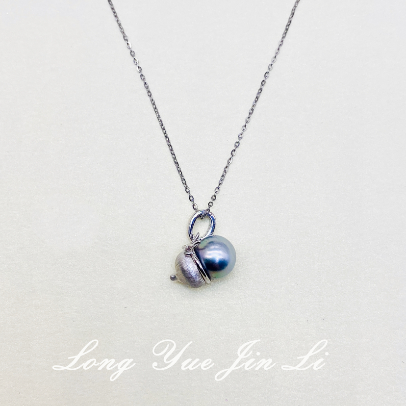 S925珍珠吊坠（海水大溪地）；9-10mm