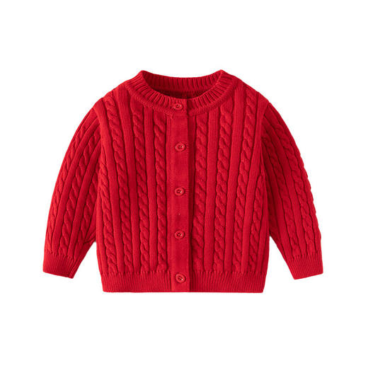 经典扭麻花工艺婴儿拜年服针织加厚宝宝毛衣A类秋冬纯棉婴儿毛衣 商品图4