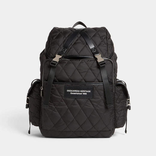 DSQUARED2 男士 Heritage 系列 字母徽标贴片双肩包 黑色 BPM0122 11702380 2124 商品图0
