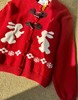 F011262甜美学院感红色兔子牛角扣针织开衫 商品缩略图12
