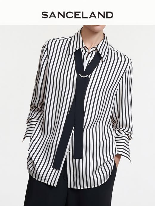 三石一澜SANCELAND女装桑蚕丝斜纹绸衬衣SK11101024 商品图0