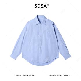 SDSA男士秋冬新款痞帅男装韩版简约宽松条纹翻领长袖时尚百搭衬衣
