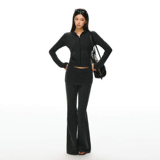 Ariseism 美式复古灰色卫衣翻腰长裤套装女春季新款两件套 商品图2