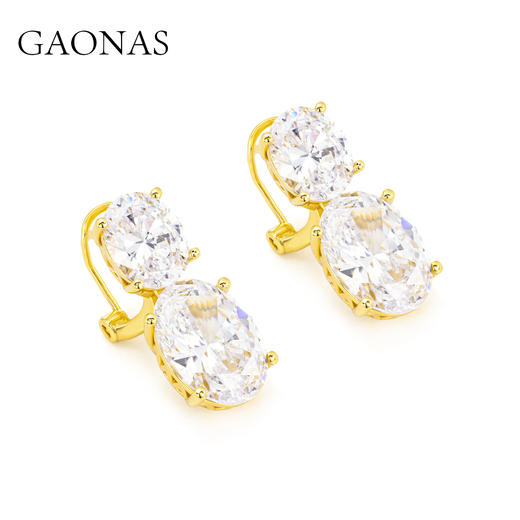 GAONAS  经典璀璨贵气双石蛋形耳环11827EW 商品图1