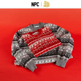 NPC潮牌马年限定【马上有财】费尔岛提花毛衣圆领重磅600克NP5CSW15