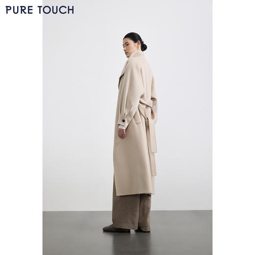 商场同款PURE TOUCH女装25秋冬羊绒毛呢大衣立领系带中长款外套 商品图3