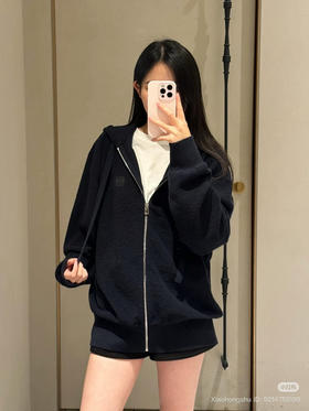 112-1 独家圆正 lew 一博同款 刺绣徽标 羊毛圈圈纱 男女同款拉链连帽衫 老朱穿S