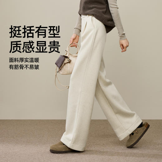 【仿羊绒复绒-直筒裤】逸阳冬加绒加厚高腰显瘦保暖西装阔腿休闲裤1920 商品图3