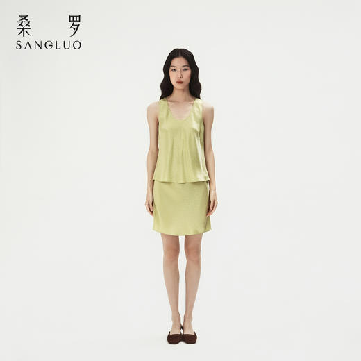 摩登女郎』桑罗纯色背心短裙套装桑蚕丝女法式高级感套装可选 商品图5