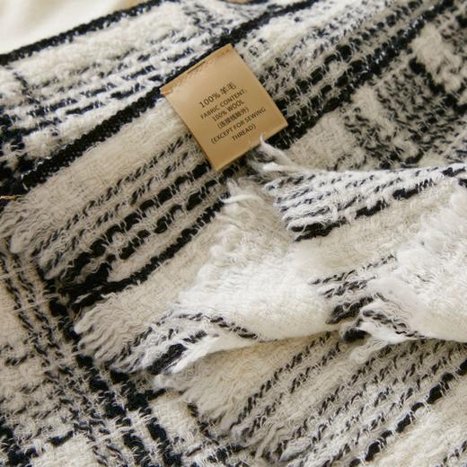 雀说 100%羊毛小香风格子优雅双面保暖围巾YM01 商品图3