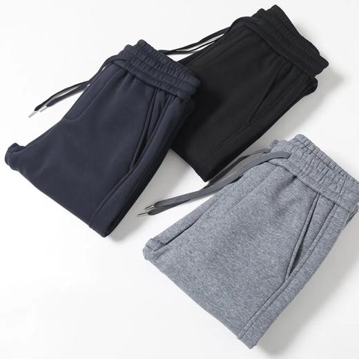 F011202加绒加厚冬季保暖简约基础百搭男士纯色休闲时尚卫裤长裤 商品图9