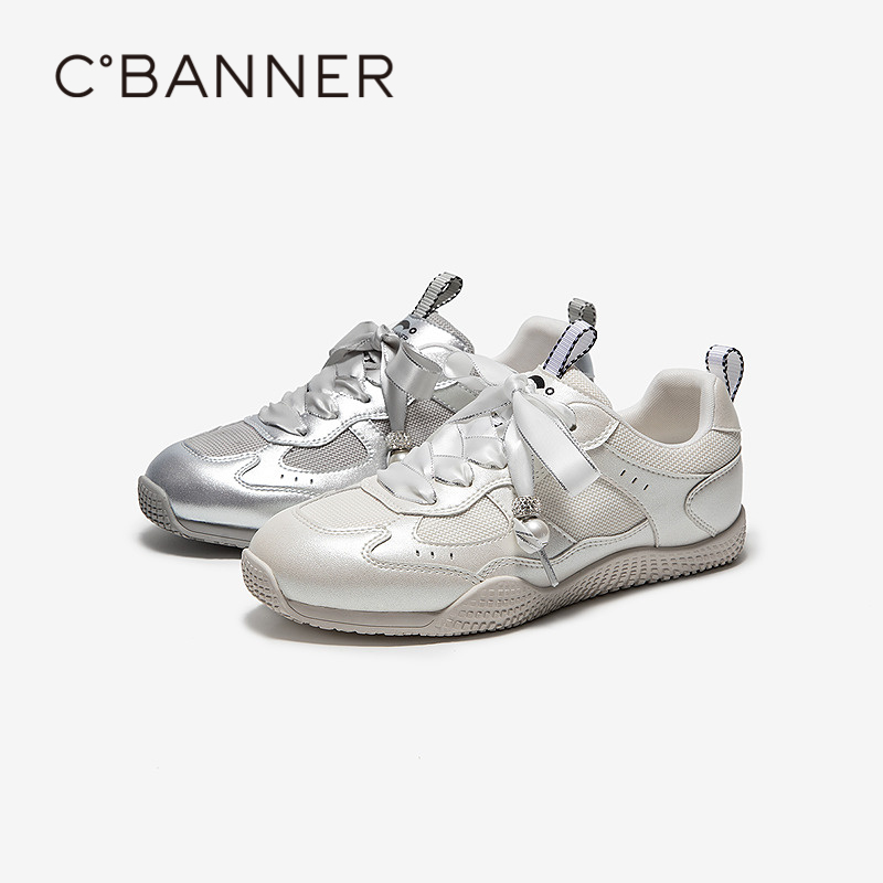 【上新】千百度芭蕾德训鞋女2026春季新款小白鞋网面透气时尚运动休闲鞋A26188606