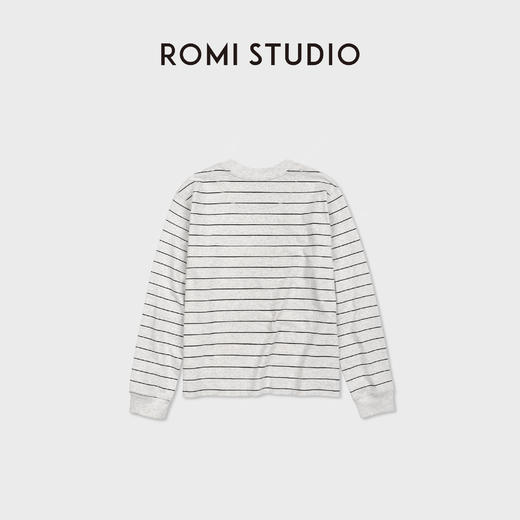 ROMI STUDIO“简约百搭”纯棉亲肤条纹撞色圆领长袖T恤 RWCSS87346 商品图1