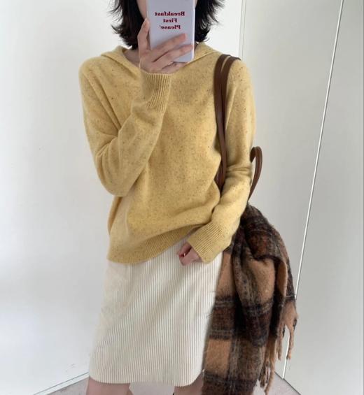 老米优品🎈3-5天《100%澳洲羊毛连帽套头毛衣》无缝一体工艺，点子纱自带肌理感，杂色羊毛织出的松弛氛围感~内搭单穿都很美！MY260112A 商品图0