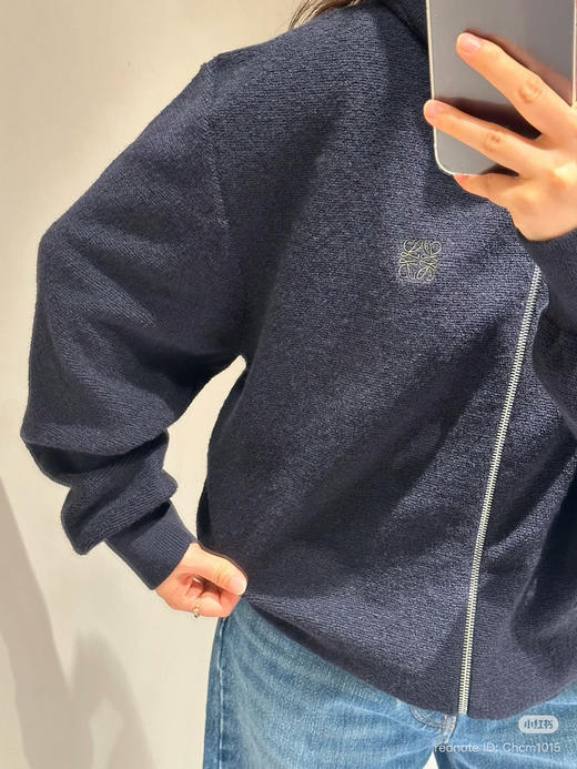 112-1 独家圆正 lew 一博同款 刺绣徽标 羊毛圈圈纱 男女同款拉链连帽衫 老朱穿S 商品图3
