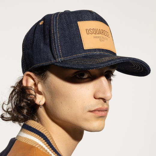 DSQUARED2 男士字母徽标贴片棉质棒球帽 深蓝色 BCM0937 10108435 3096 商品图3