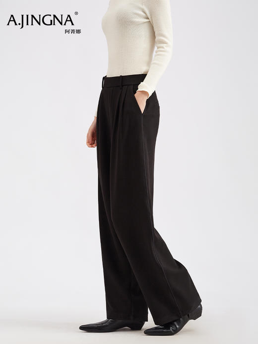 【LU系高腰】阿菁娜冬季新款设计感褶皱裤LU系高腰阔腿F30D210051 商品图4