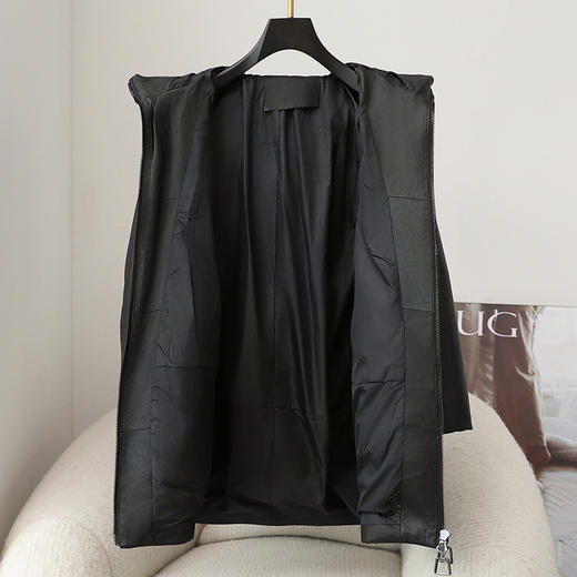 丁摩 真皮羽绒服女中长款白鸭绒皮草外套7502 商品图2