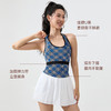 跃牌【海听系列】运动上衣女瑜伽健身挂脖美背吊带固定胸垫千鸟格内衣XC115-2 商品缩略图2