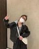F011218新款假两件拼接连帽印花牛仔外套男女同款 商品缩略图0