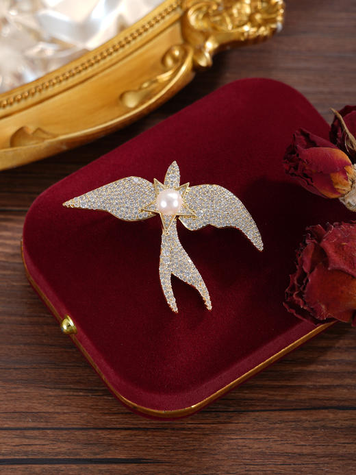 子佩集【星海遨游】珍珠惜王妃胸针【XXXZ247】6.5mm珠镀金海鸥五角星2601 商品图3