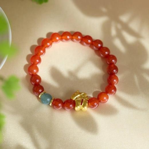 【马上开心·猫眼石双圈手串】敦煌福泽小众新中式红玛瑙猫眼石渐变双圈手串女 高级感小木马叠戴 商品图14