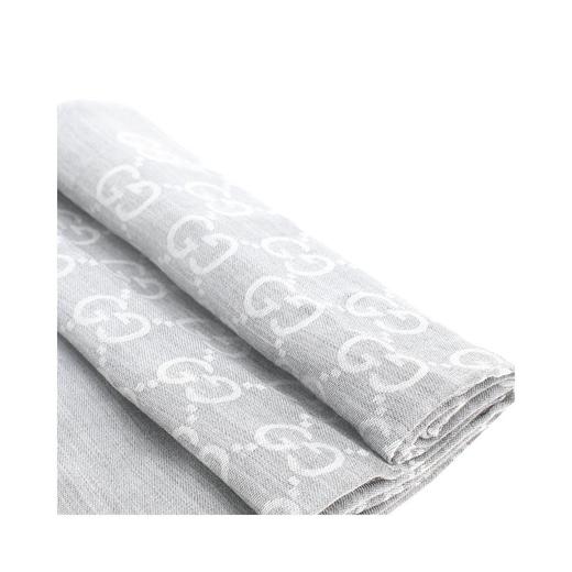 GUCCI 女士羊毛真丝围巾 165904 浅灰色 商品图1