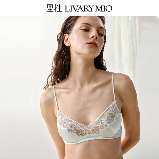 里性 LIVARY MIO 浮梦 法式真丝蕾丝文胸可替换细肩带无钢圈内衣女 商品图3